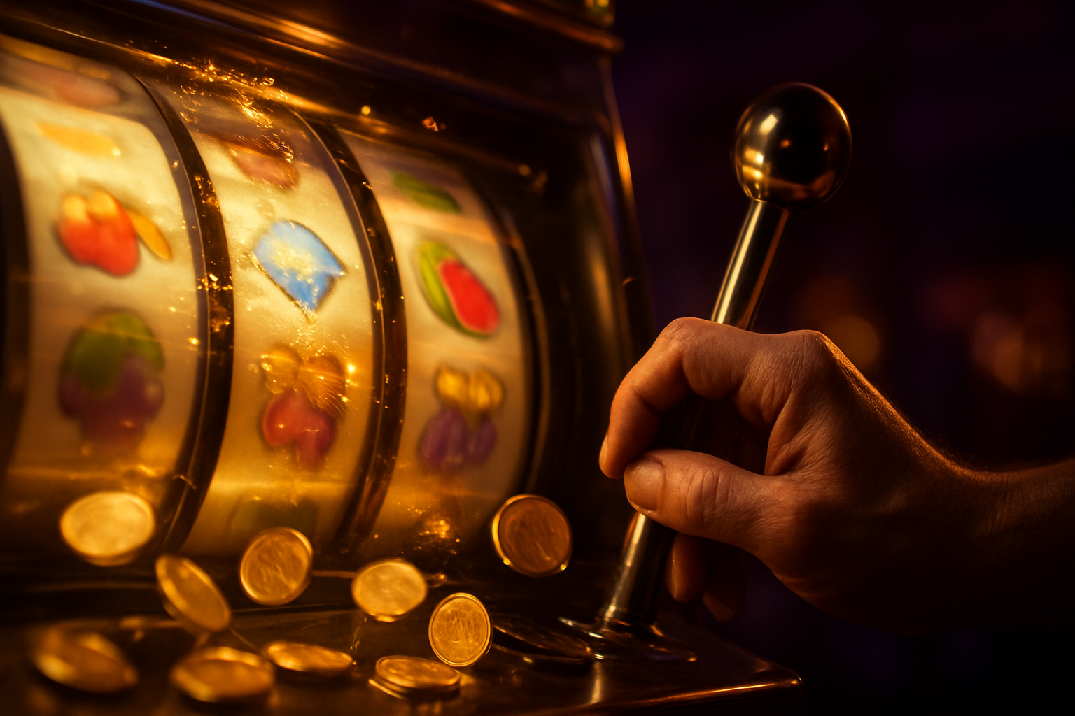 Real money pokies reels spinning at Bizzo Casino Australia with cascading gold coins and fair RNG official play